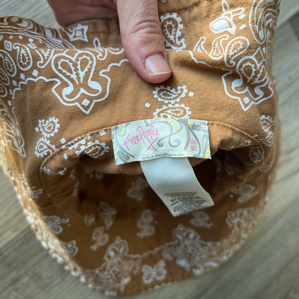Free People Brown Paisley Reversible Bucket Hat - Picture 5 of 9